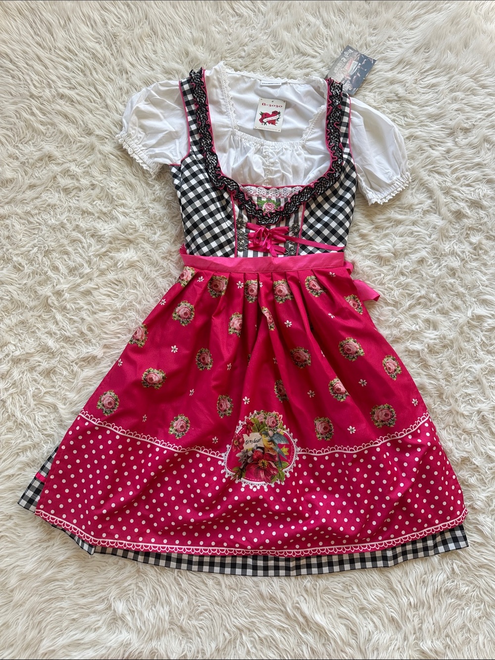 NWT Stockerpoint pink black dirndl dress size 34 / 36 XS Read Oktoberfest